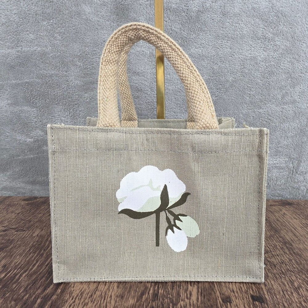 The Royal Standard Petite Tote Bag Cotton Jute Natural Gift Flower Cottagecore
